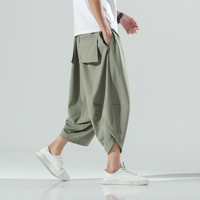 Retro Track Pant - 2026 夏男性中国風ハーレムパンツ男性原宿ストリートパンツ男性ヴィンテージソリッドカラーふくらはぎ丈ズボン