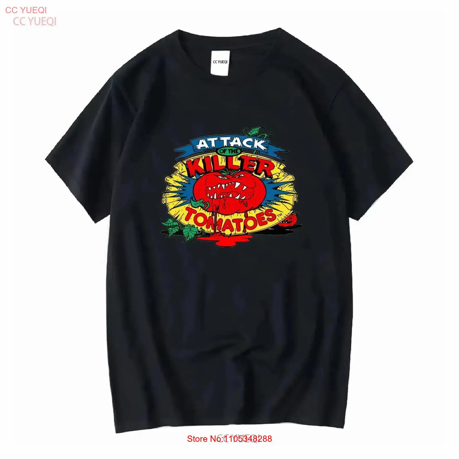 Vintage Fashion Logos - 新しいTシャツ「アタック・オブ・ザ・キラートマト」ロゴ入り、面白いアメリカンサイズS～5XL、ヴィンテージ風ウォッシュ加工、ファッションストリートウェア、デザイナーズブランド、ソフトな着心地
