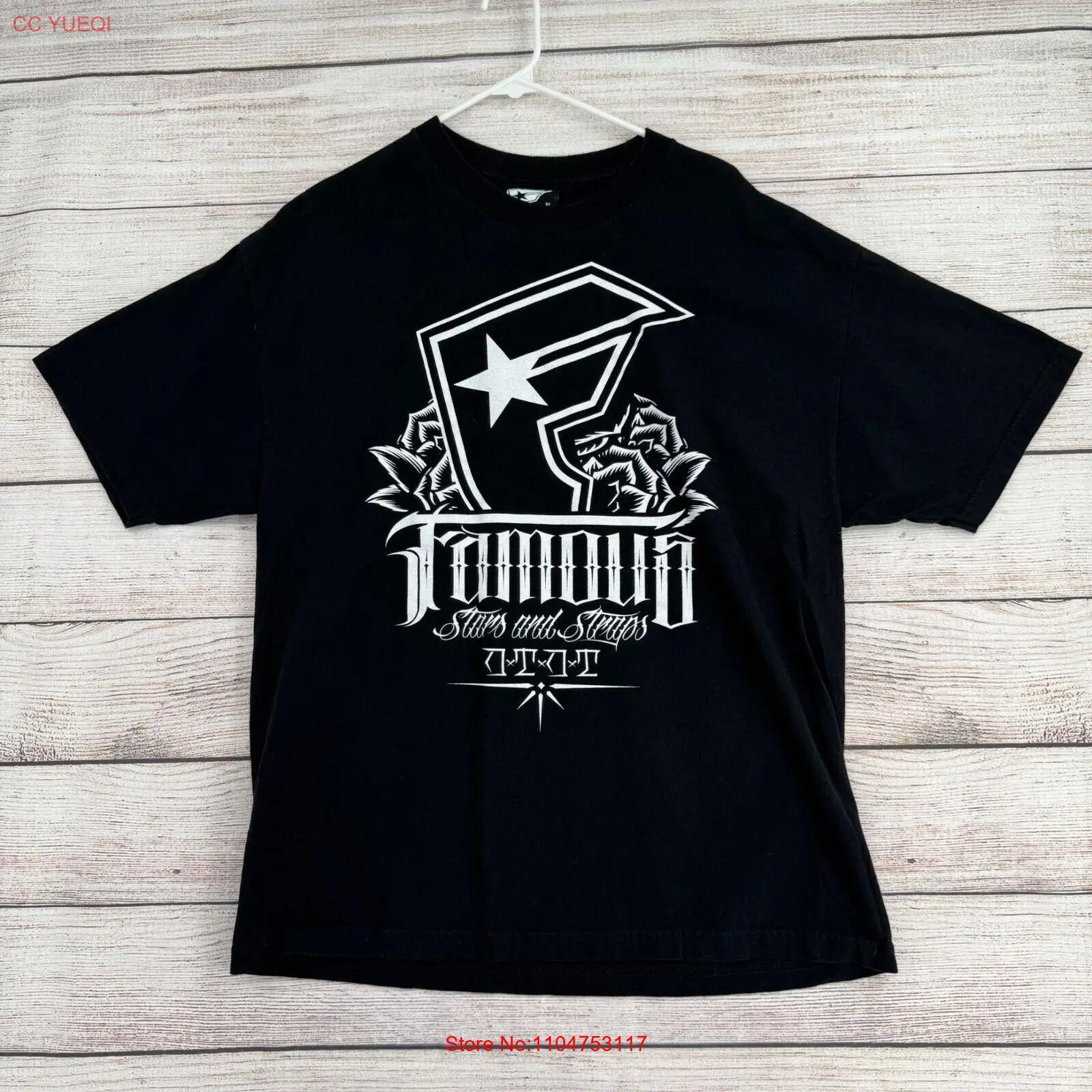 Vintage Fashion Logos - ヴィンテージ有名な星とストラップロゴ T シャツメンズサイズ XL ブラックヴィンテージウォッシュファッション通気性スタイリッシュなデザイナー服