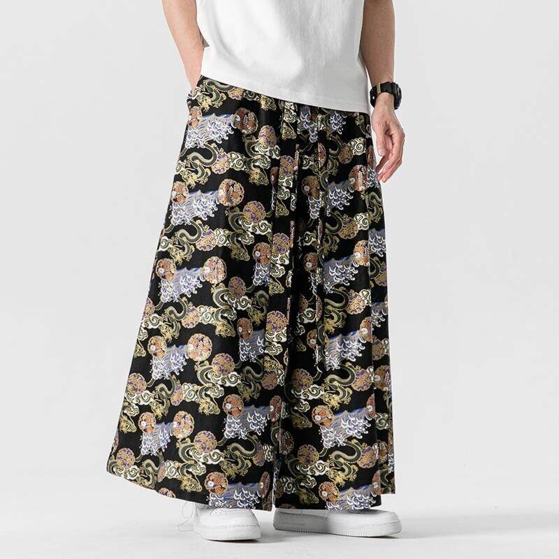 日本のサムライパンツメンズドラゴンプリントルーズカジュアルズ - Retro Track Pant のレビューと価格