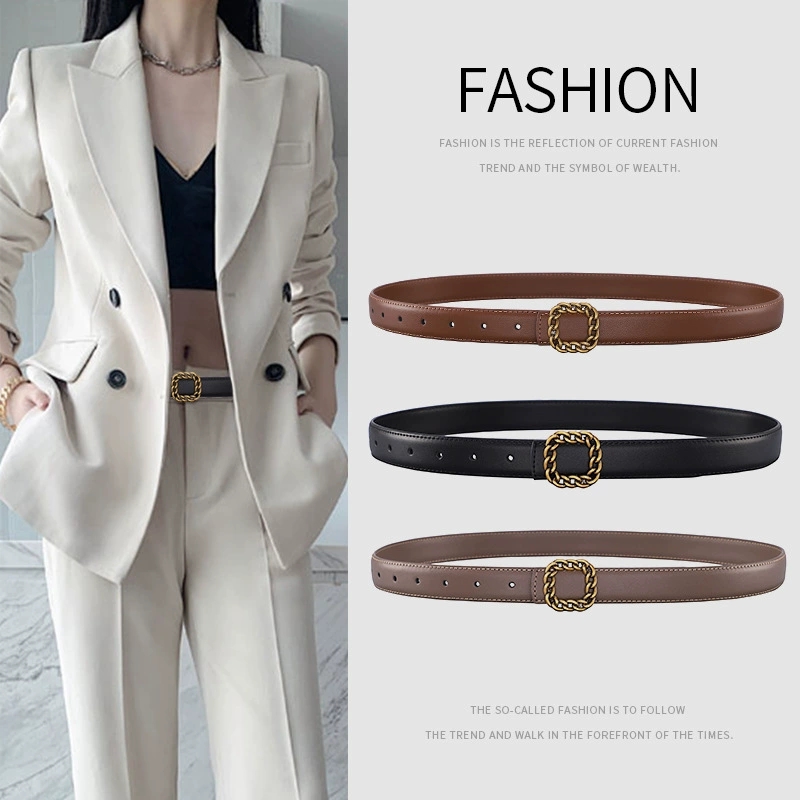 レディースヴィンテージスクエアバックルレザーベルト；女性用多 - Vintage Fashion Looks のレビューと価格