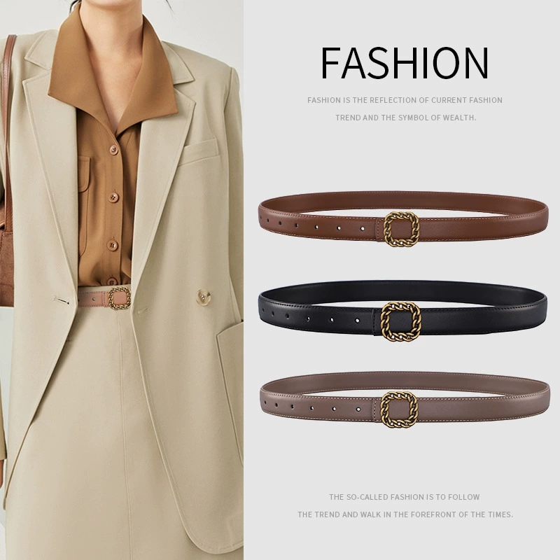 レディースヴィンテージスクエアバックルレザーベルト；女性用多 - Vintage Fashion Looks のレビューと価格