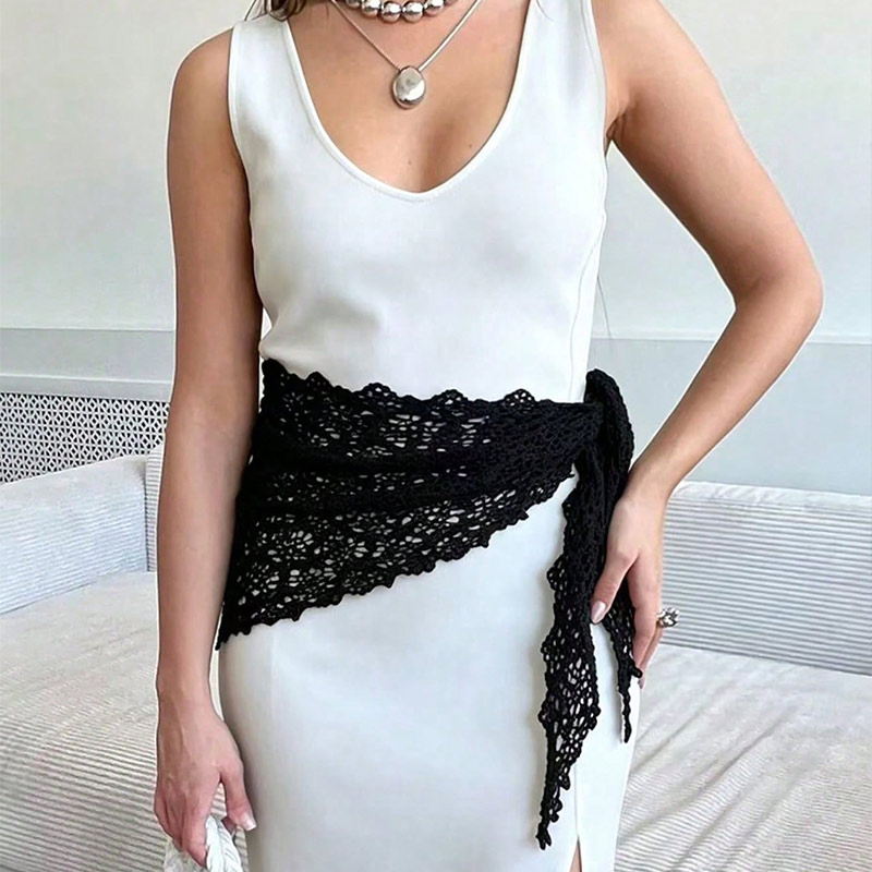 かぎ針編みレース三角スカーフ ヴィンテージ風透かし編みニット - Vintage Fashion Looks のレビューと価格