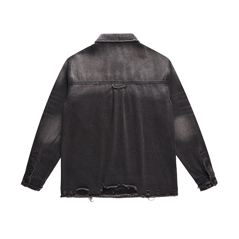 メンズハイストリートリップドジーンズジャケットファッションス - Vintage Fashion Y2K のレビューと価格