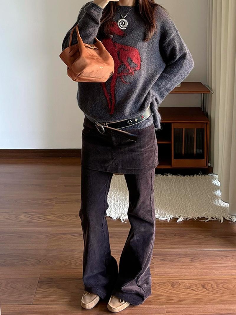アメリカンスタイルハイウエストコーデュロイフレアパンツレディ - Vintage Fashion Looks のレビューと価格