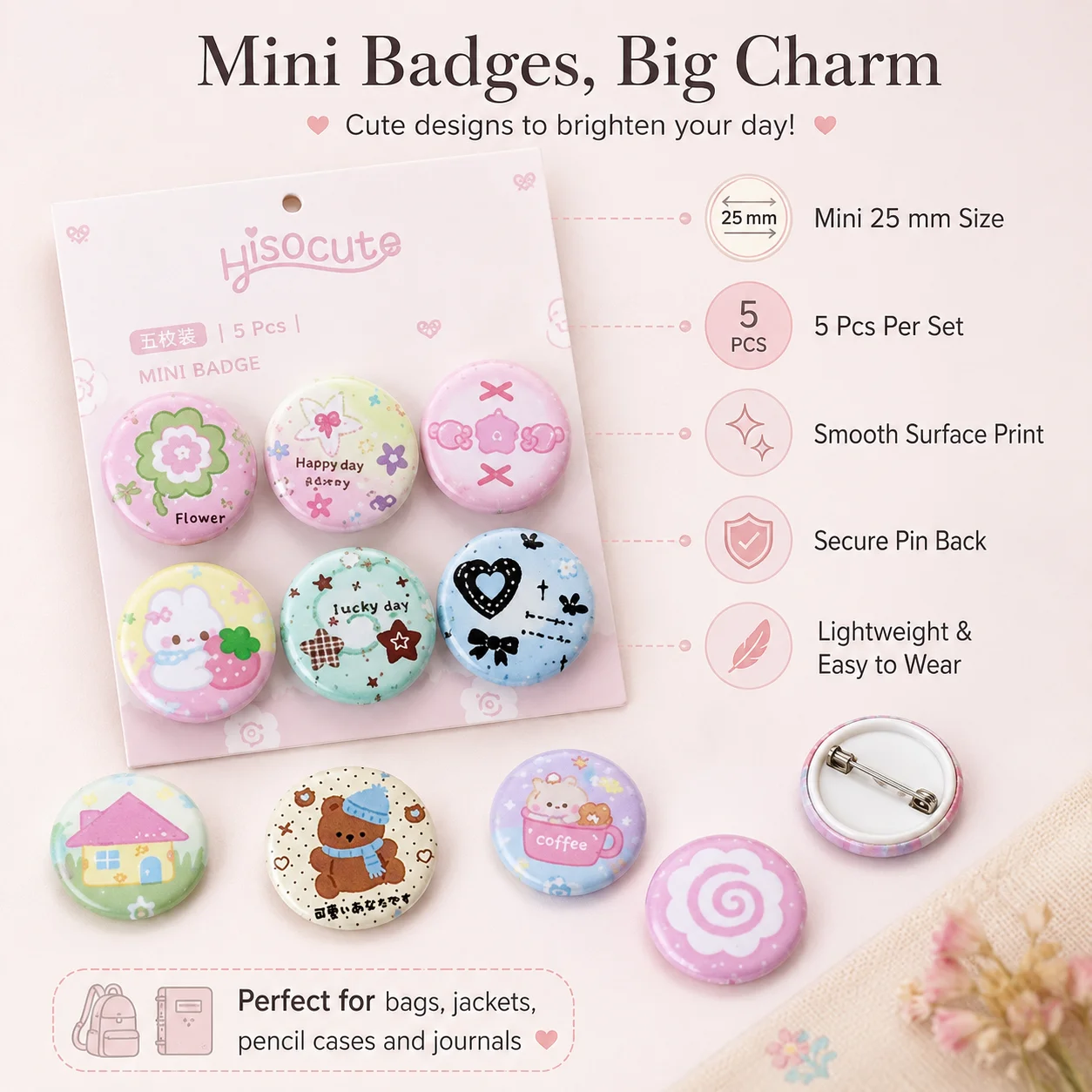 学生用クローバー25mmミニピンバッジ、女の子向けヴィンテー - Vintage Fashion Journal のレビューと価格