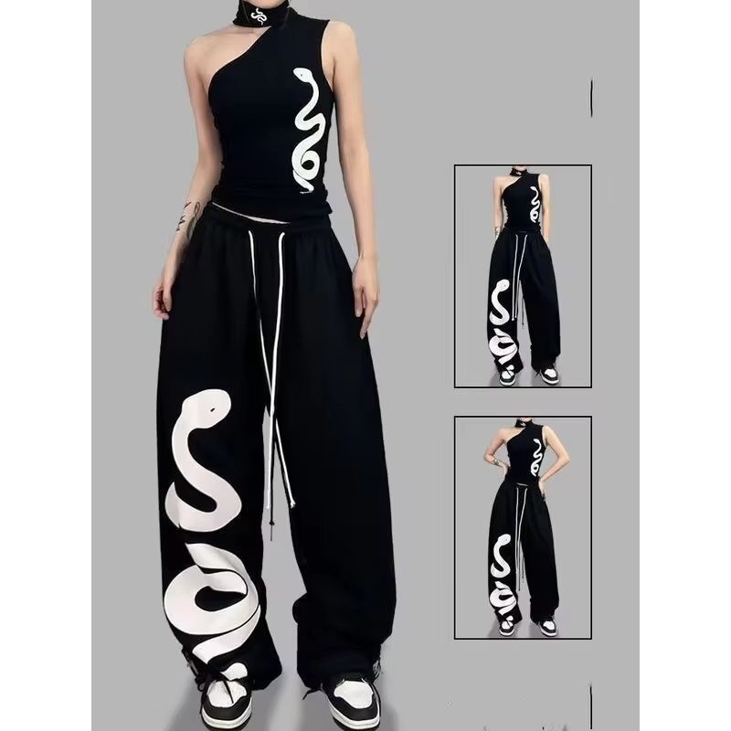 レトロな女性用Y2Kワイドレッグトラックパンツ、カジュアルな - Retro Track Pant のレビューと価格