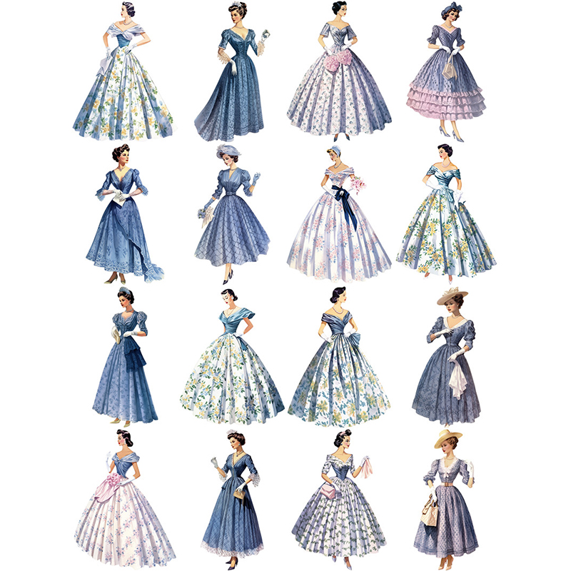 ファッショナブルなレトロなドレスのステッカー,スクラップブッ - Vintage Fashion Journal のレビューと価格