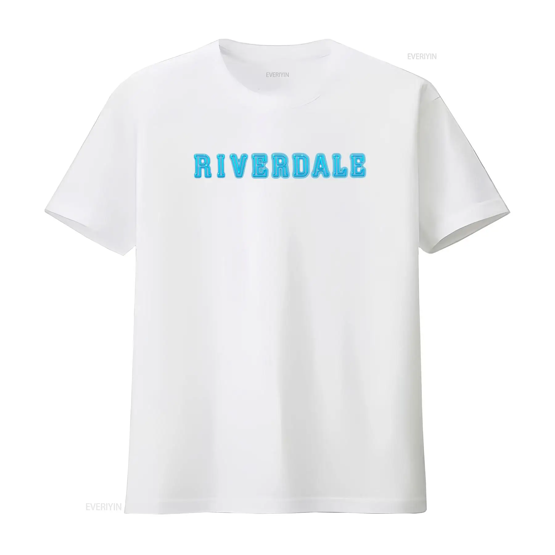 リバーデイル ロゴ ネオン ブルー プリント 大人用 Tシャ - Vintage Fashion Logos のレビューと価格