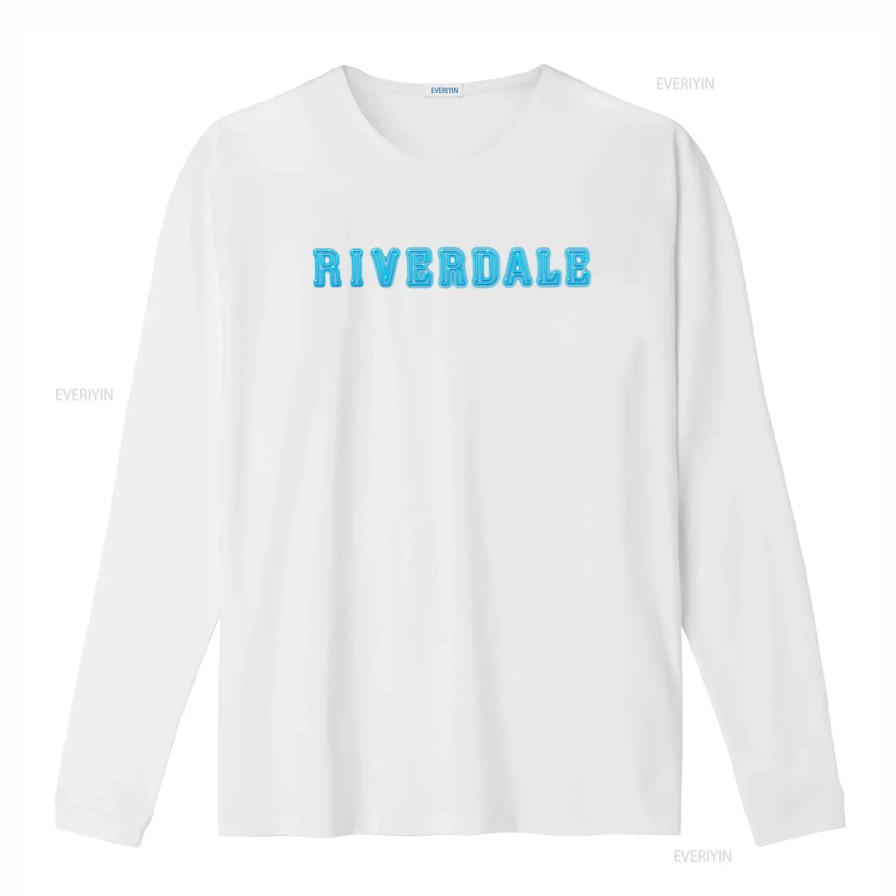 リバーデイル ロゴ ネオン ブルー プリント 大人用 Tシャ - Vintage Fashion Logos のレビューと価格