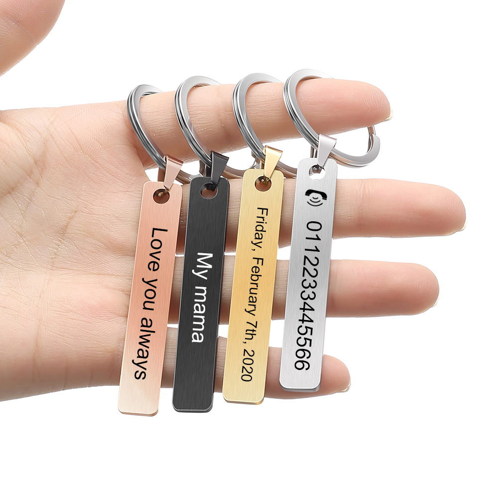 カスタムロゴ名番号キーホルダーレーザーマットキーリングステン - Vintage Fashion Names のレビューと価格