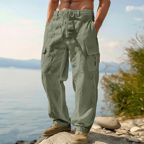 エスニックスタイルカジュアルコットンリネンワイドレッグパンツ - Retro Track Pant のレビューと価格