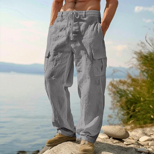 エスニックスタイルカジュアルコットンリネンワイドレッグパンツ - Retro Track Pant のレビューと価格